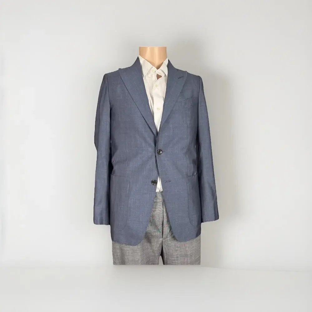 Tom Ford Wool Silk Sport Jacket Blue Peak Lapel 48 IT/ 38 US